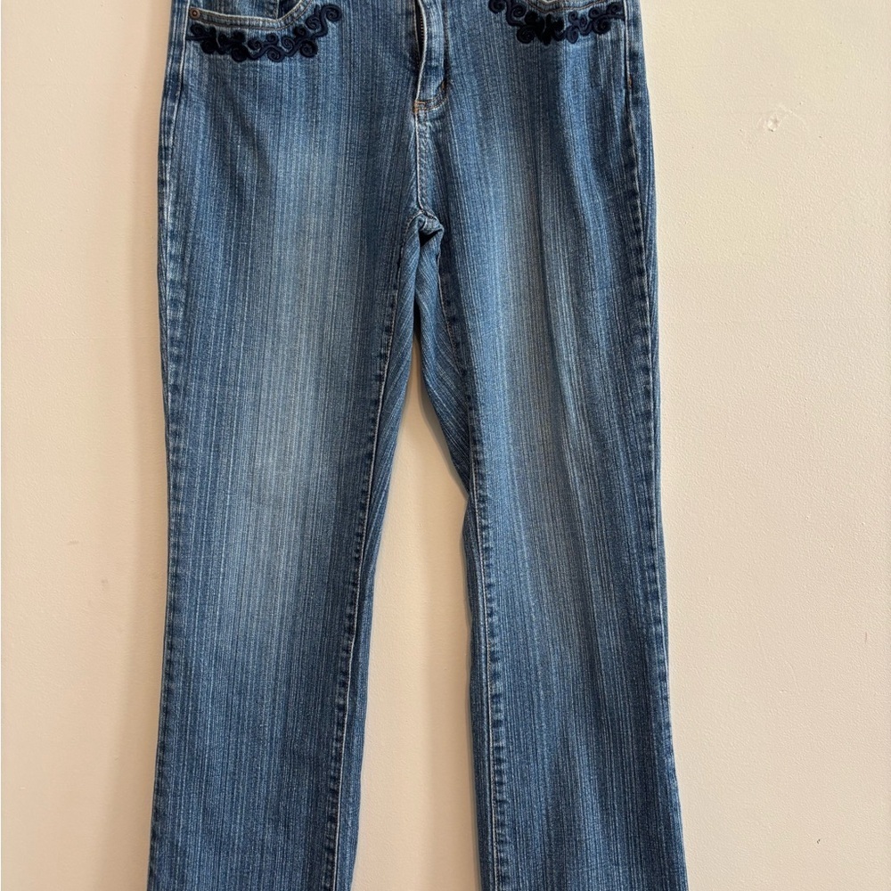 Y2K Vintage St. John's Bay Stretch Blue Denim Straight Leg Embroidered Jeans - M